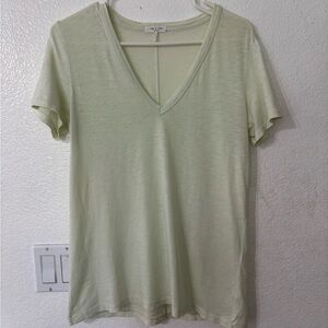 Rag and Bone women’s vneck tshirt top pale yellow 100% cotton